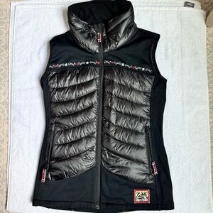 Alp N Rock Black and Gray Quilted Vest with Embroidery